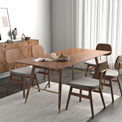 Capet Mid-Century 60" Walnut Wooden Dining Table Rectangle Tabletop For ... with regard to Modern interpretations of classic mid century rectangular walnut dining table designs